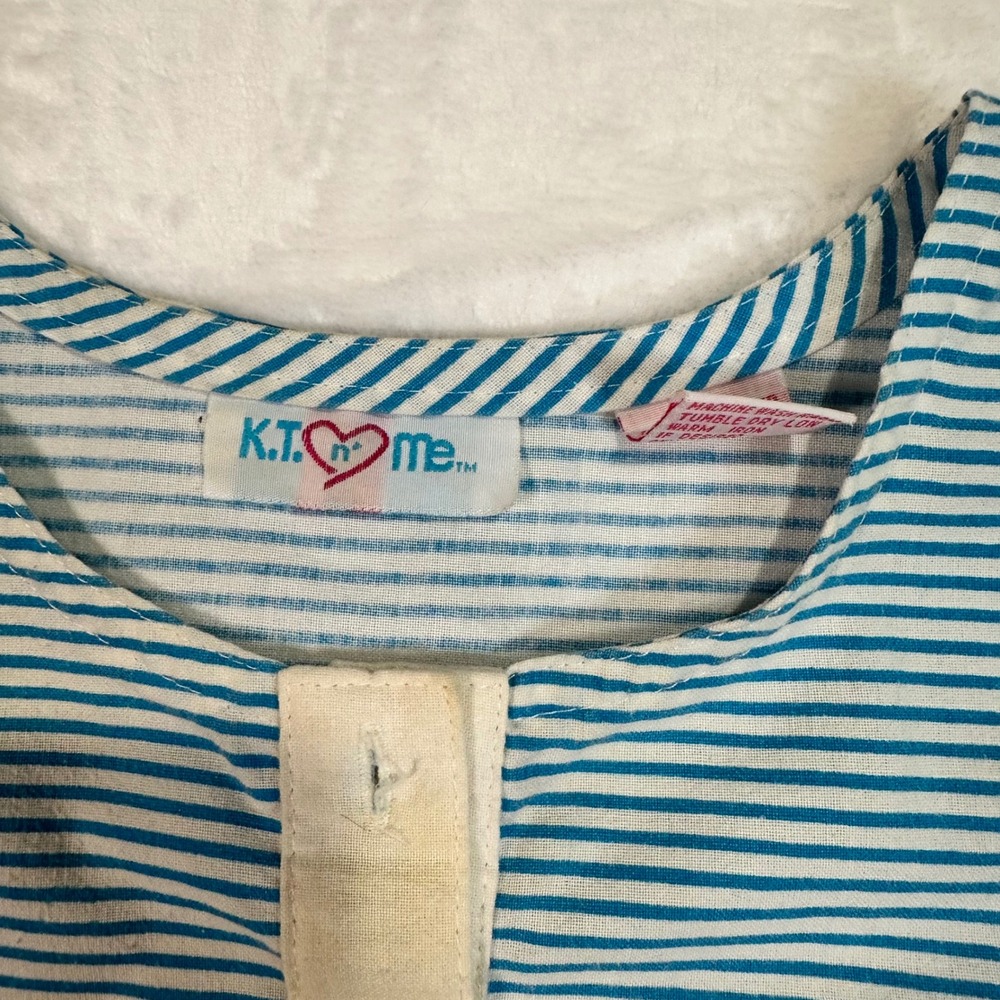 Vintage K.T. n' me Tank Top 5 Blue Striped Lifeguard Turtle Graphic Kids - Picture 4 of 5